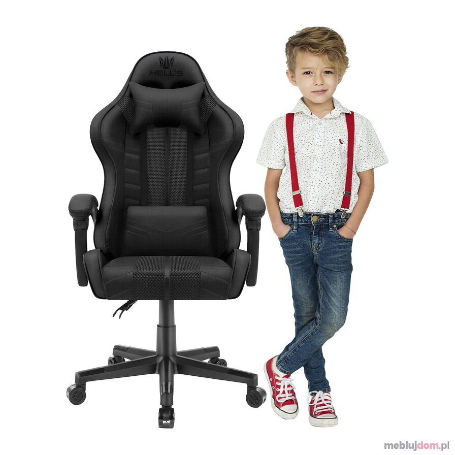 Fotel gamingowy HC- 1004 KIDS Tkanina w czarnym kolorze