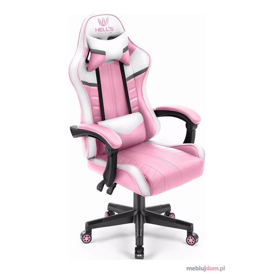Fotel gamingowy HC- 1004 Ekoskóra w kolorze Różowo- białym