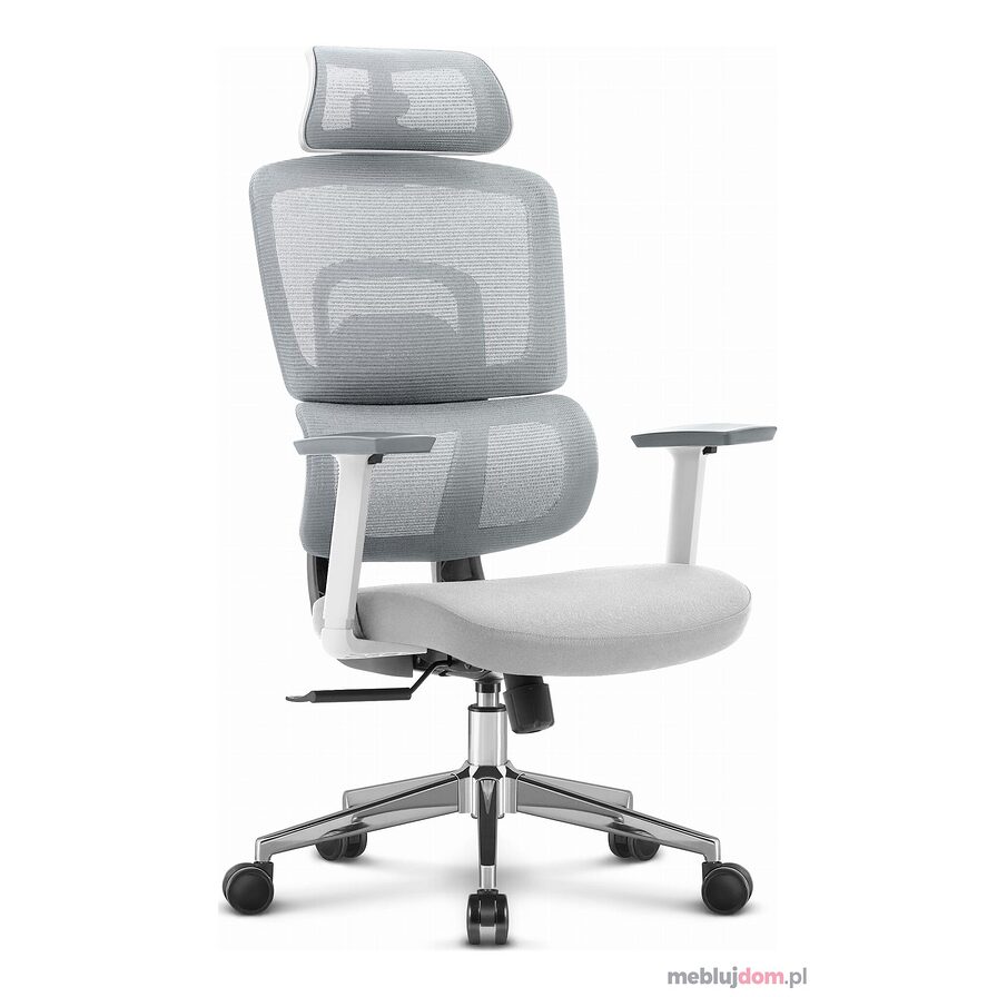 Fotel biurowy ergonomiczny HC-1051 Siatka + Tkanina biały