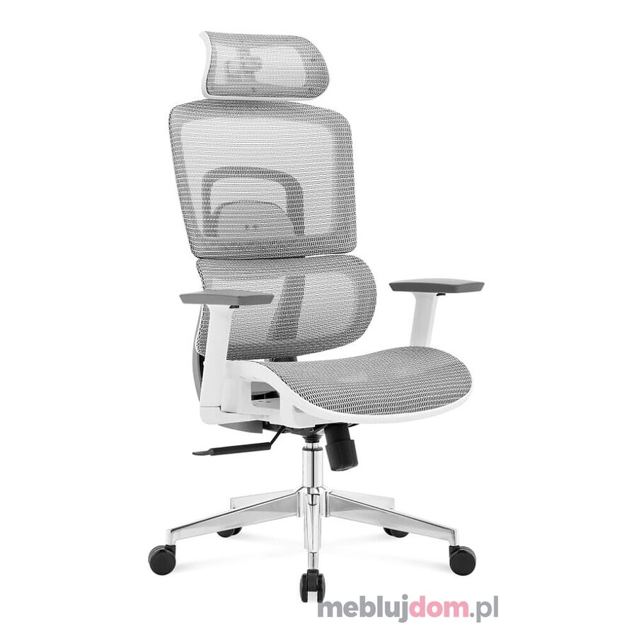 Fotel biurowy ergonomiczny HC-1051 Siatka szary + biały kolor