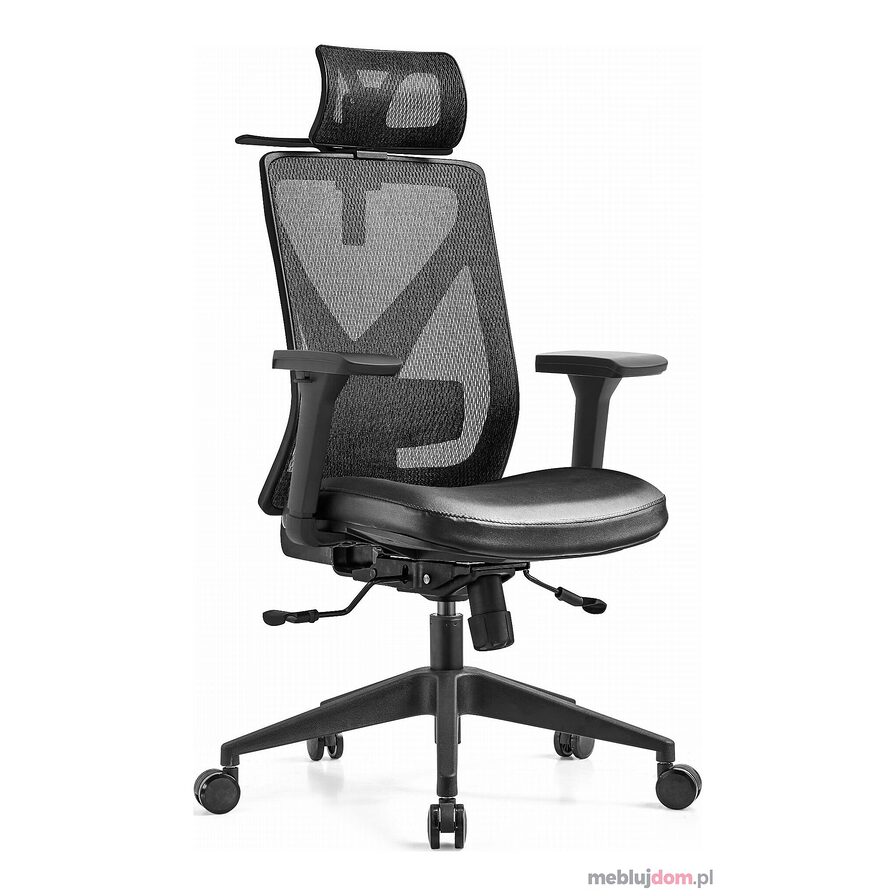 Fotel biurowy ergonomiczny ERGONOBLE 3056 Czarny Ekoskóra