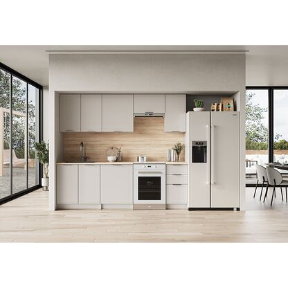 Zestaw mebli kuchennych BARCELONA 240 Halmar w odcieniu kaszmir z blatem w odcieniu dębu sonoma 