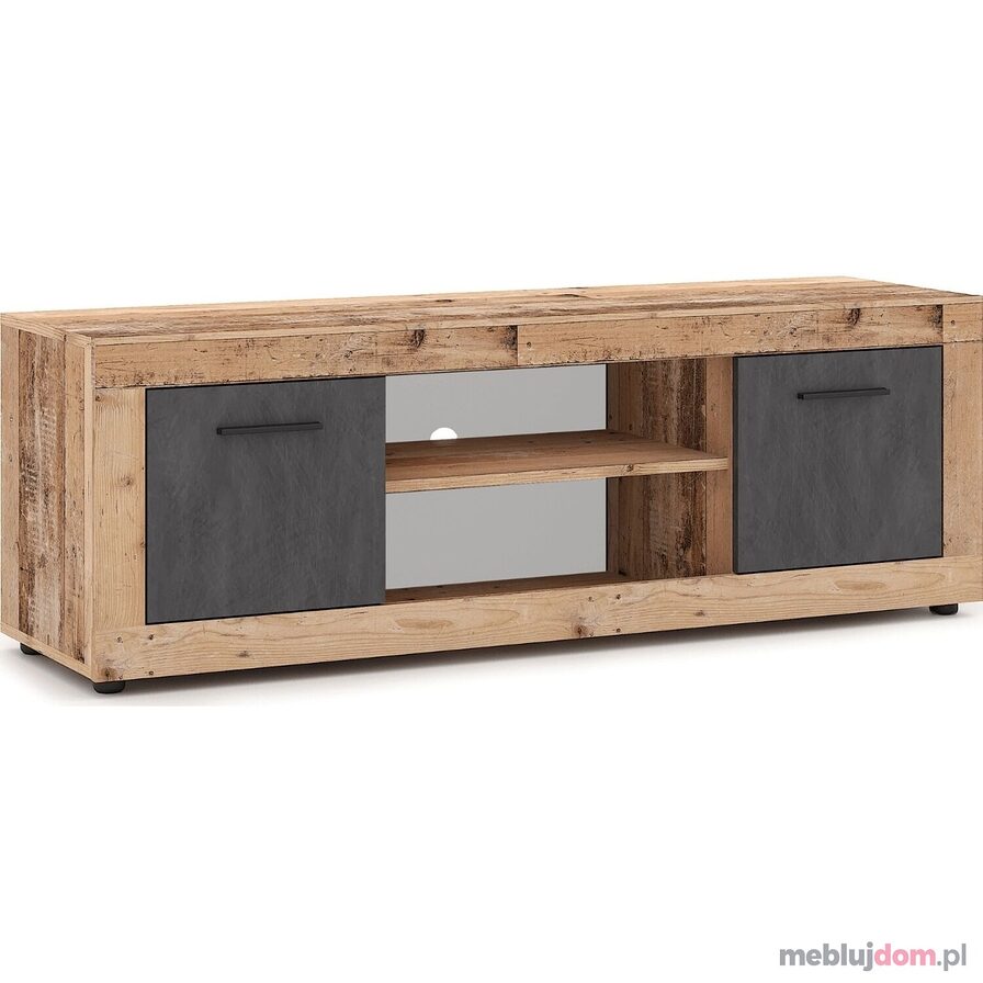 Szafka RTV BLAGO 140 CM SUROWY DĄB + GRAFIT