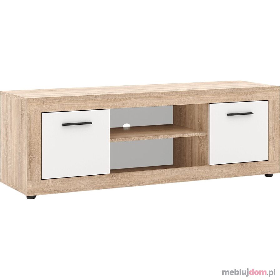 Szafka RTV BLAGO 140 CM dąb sonoma + Biały