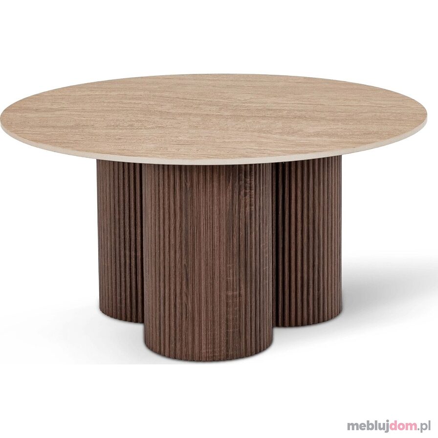 Stolik CARTAGENA w kolorze orzech z ceramicznym blatem trawertyn
