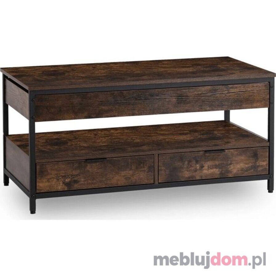 Ławostół LUCA 100 w odcieniu dębu rustykalnego na czarnych metalowych nóżkach