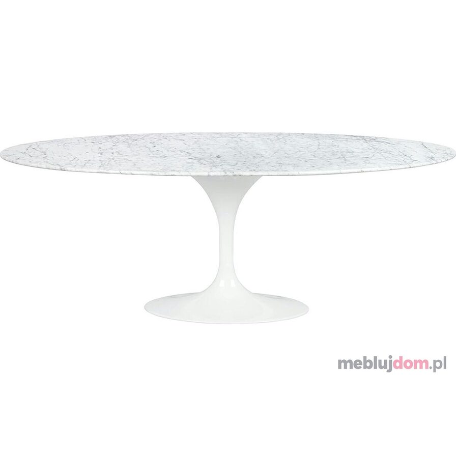 Stół TULIP ELLIPSE MARBLE CARRARA 200 biały - marmur metal