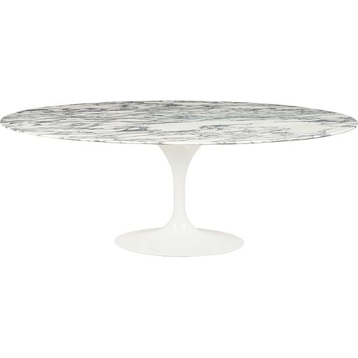 Stół TULIP ELLIPSE MARBLE ARABESCATO 200 biały - marmur metal