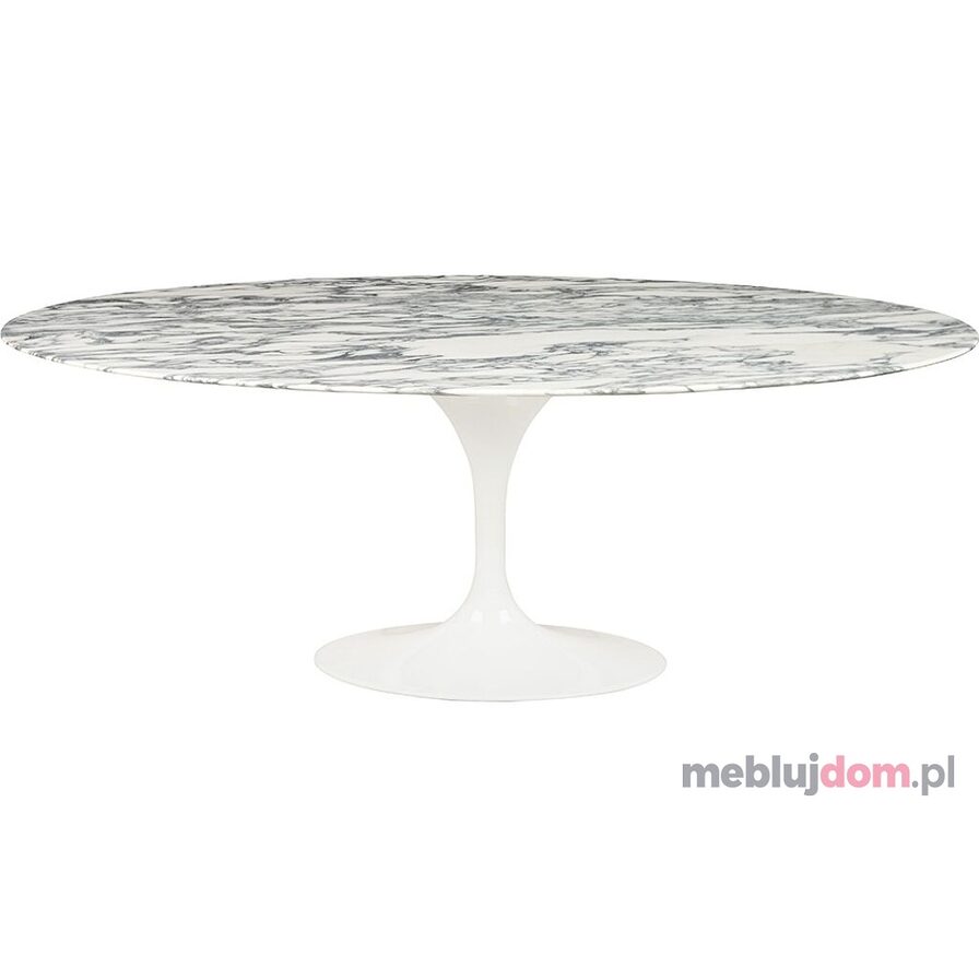 Stół TULIP ELLIPSE MARBLE ARABESCATO 200 biały - marmur metal