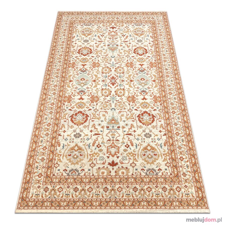 Dywan SOHO 477.26.LA100 wełniany OSTA - Ornament, ramka naturalny beż / terakota