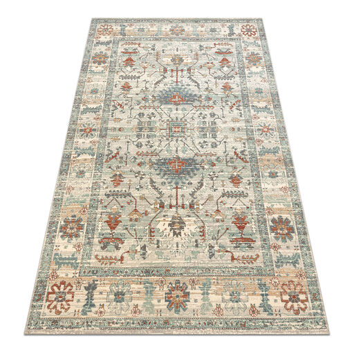 Dywan SOHO 477.09.LA100 wełniany OSTA - Boho, ramka naturalny beż / zielony