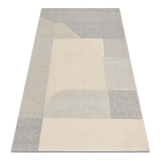 Dywan FLUX 461.12.AE120 wełniany OSTA - Geometryczny, strukturalny, loftowy krem / szary
