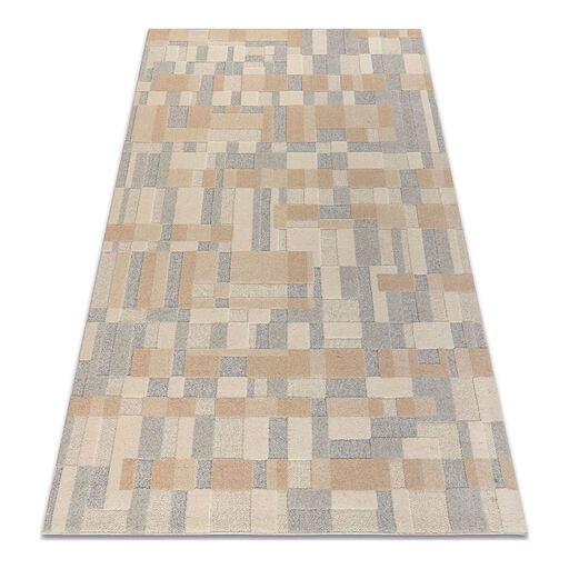 Dywan FLUX 461.117.SA130 wełniany OSTA - Geometryczny, strukturalny, loftowy beż / szary