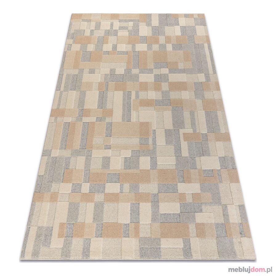 Dywan FLUX 461.117.SA130 wełniany OSTA - Geometryczny, strukturalny, loftowy beż / szary