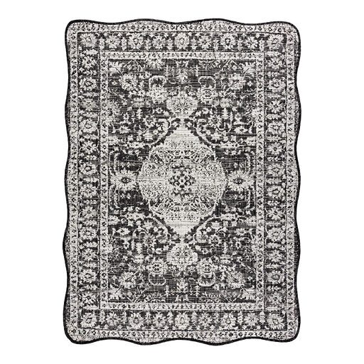 Dywan ORGANIC 2762 sizal Ornament, ramka czarny / ecru - nowoczesny nieregularny kształt