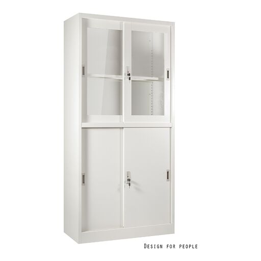 Szafa biurowa XD-015 z przeszkleniem Unique biała
