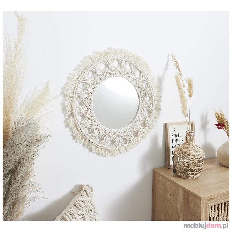 Lustro Macrama 55cm beżowe