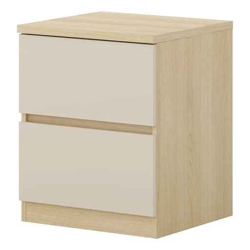Stolik nocny TERRA 22 z szufladami / dąb lindberg + beż piaskowy