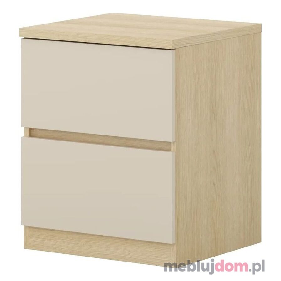 Stolik nocny TERRA 22 z szufladami / dąb lindberg + beż piaskowy