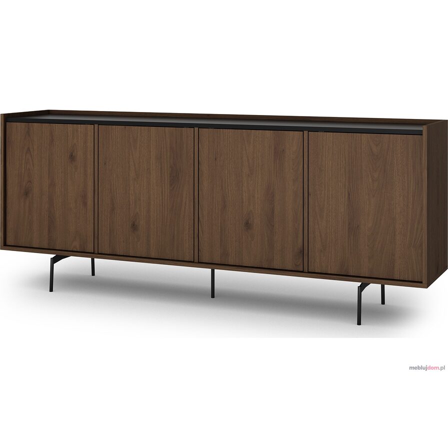 Komoda Zenar 200 cm czterodrzwiowa - orzech elegant / czarny