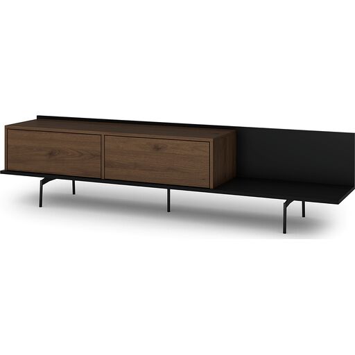 Szafka RTV Zenar 200 cm z metalowymi nogami - orzech elegant / czarny