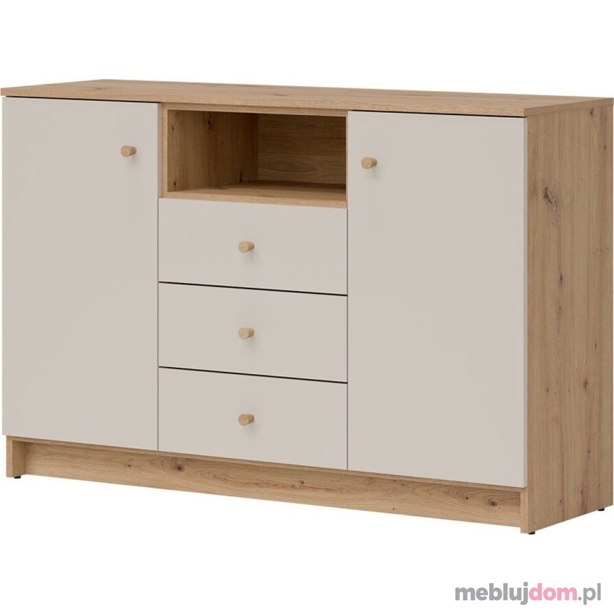 Dwudrzwiowa komoda TIMO TM02 z szufladami, dąb artisan + kaszmir mat