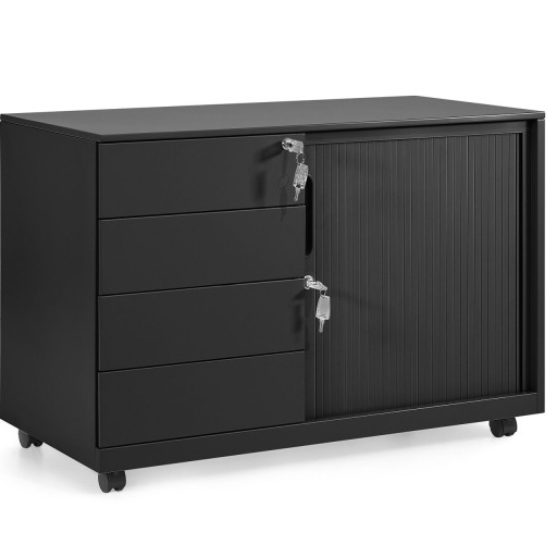 Mobilna komoda biurowa FB-615-L-4 Unique czarna RAL9005