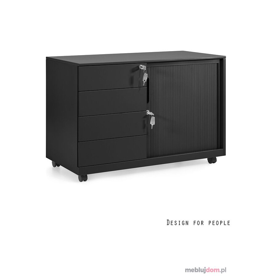 Mobilna komoda biurowa FB-615-L-4 Unique czarna RAL9005