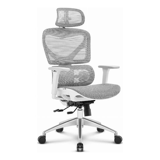 Fotel biurowy ergonomiczne HC-1056 Szary Biały MESH SIATKA Premium