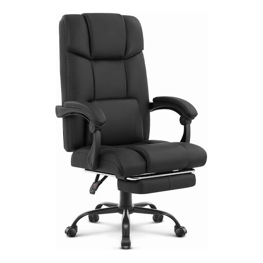 Fotel biurowy HC-1032 Czarny Ekoskóra z podnóżkiem
