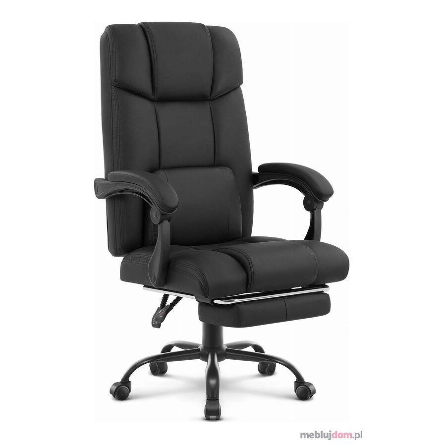 Fotel biurowy HC-1032 Czarny Ekoskóra z podnóżkiem