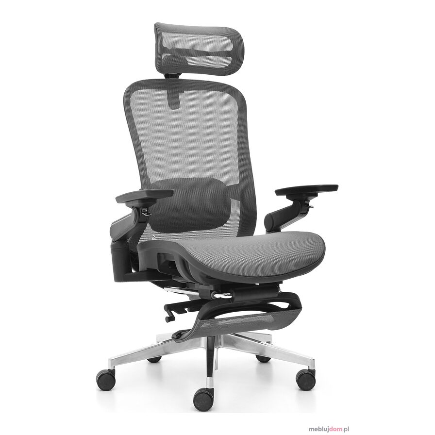 Fotel biurowy ergonomiczny HC-1057 PRO z funkcją masażu i podnóżkiem Grey Black Szary Czarny