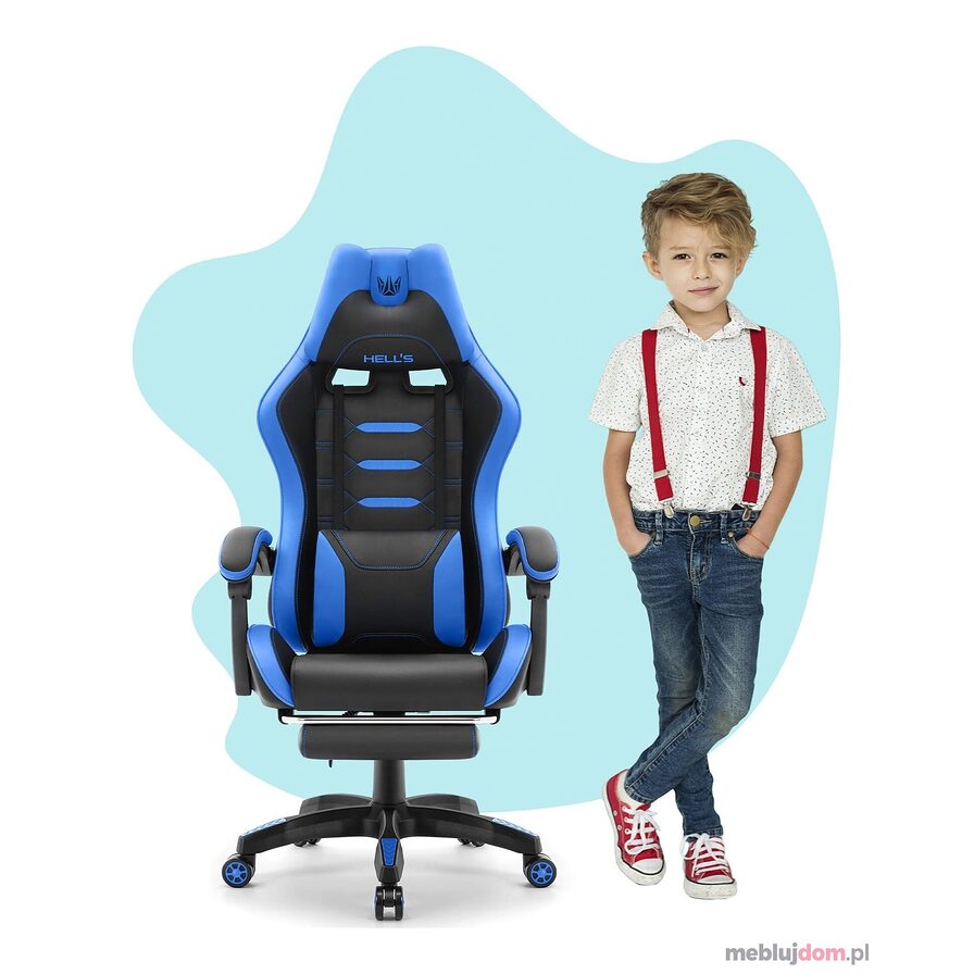 Fotel gamingowy HC-1039 2.0 KIDS Ekoskóra Black- Blue Czarny- Niebieski