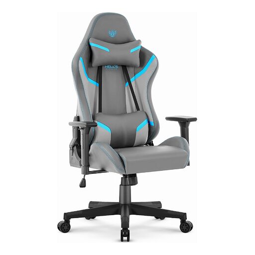Fotel gamingowy HC-2002 Grey Blue Szary Niebieski Ekoskóra Premium