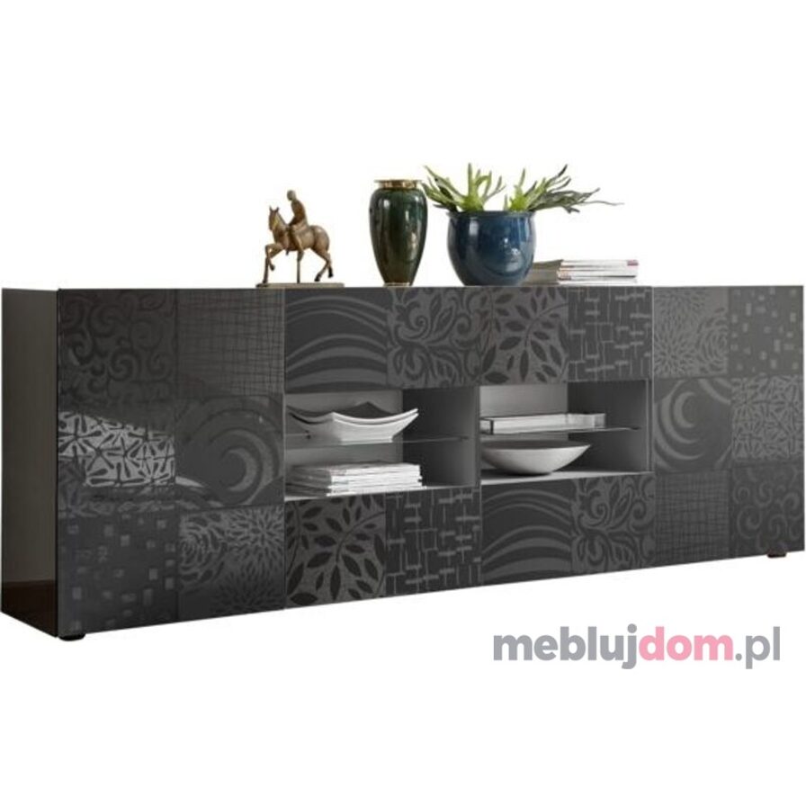 Komoda MIRO 08 2D4SZ w odcieniu antracyt połysk