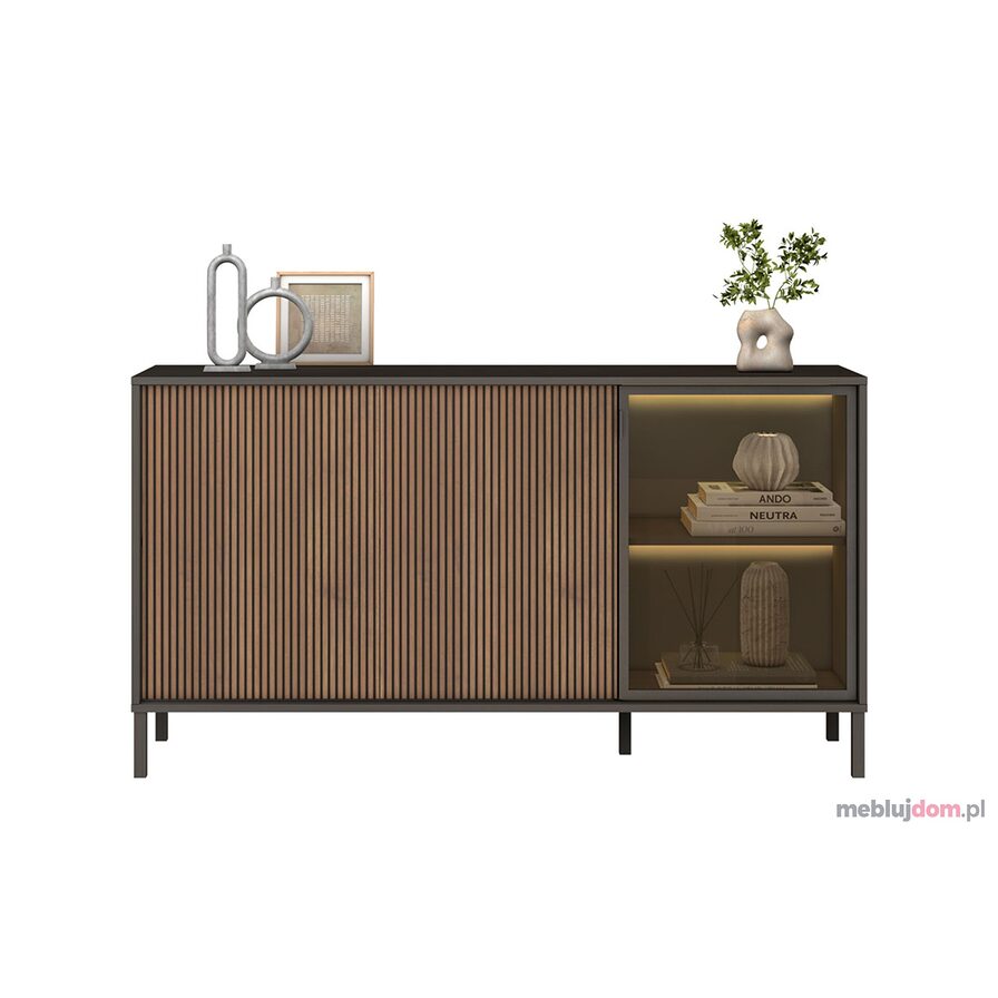 Komoda CORTINA 2D1DPRZ w kolorze lava + dąb mercure
