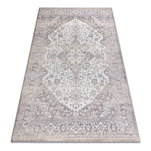 Dywan AURA J2818 szary / jasny beż - Ramka, ornament, strukturalny, nowoczesny