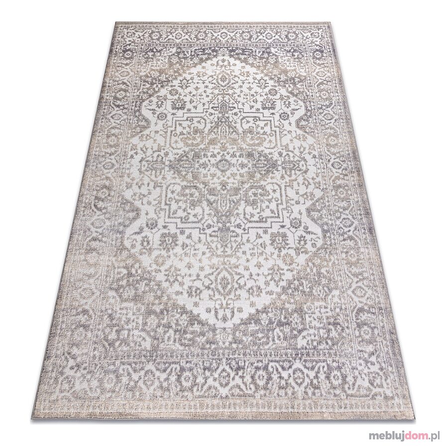 Dywan AURA J2818 szary / jasny beż - Ramka, ornament, strukturalny, nowoczesny
