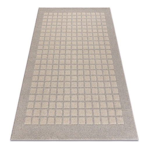 Dywan TEXTURA 488.09.LA110 wełniany OSTA - Kwadraty, ramka geometryczny strukturalny szary / beż