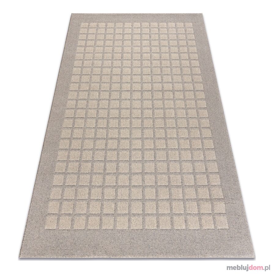 Dywan TEXTURA 488.09.LA110 wełniany OSTA - Kwadraty, ramka geometryczny strukturalny szary / beż
