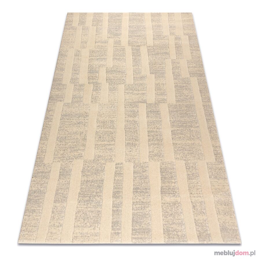 Dywan TEXTURA 488.17.LA101 wełniany OSTA - Geometryczny strukturalny szary / krem
