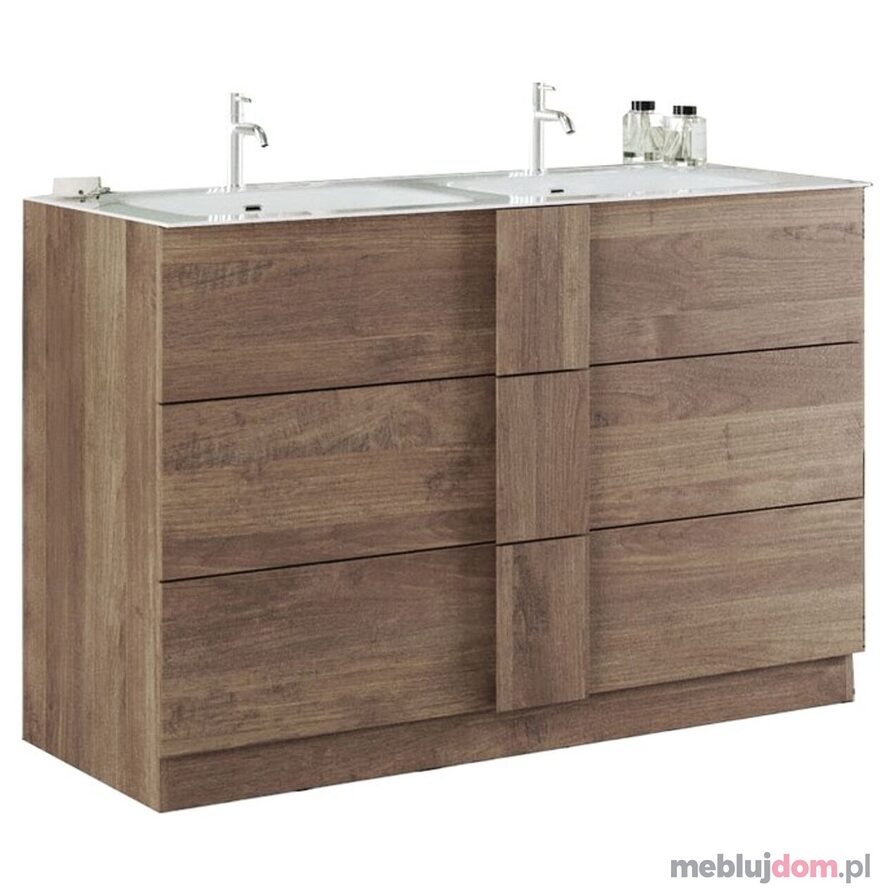Szafka łazienkowa stojąca z umywalką JUPITER T120 - Dąb Mercure
