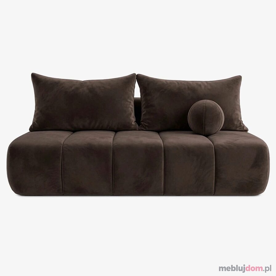 Sofa Rozkładana SARIA Brązowa Welurowa