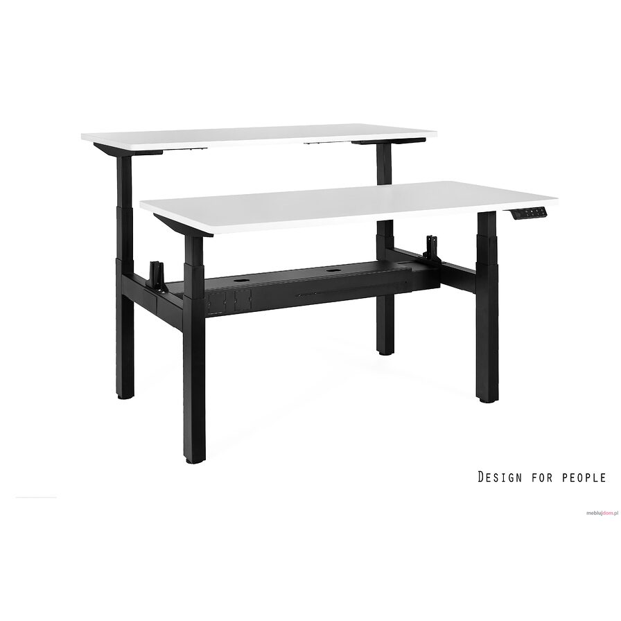 Podwójne biurko elektryczne ACTIVE II R30 Unique czarny stelaż / biały blat