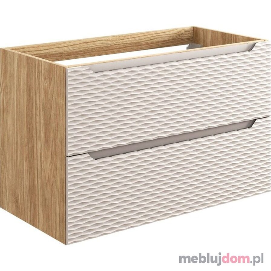 Szafka pod umywalkę OCEAN BEIGE 82-90-2S - beż + dąb olejowany