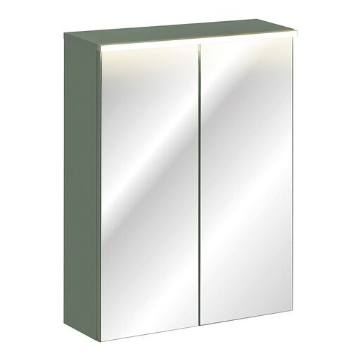 Szafka łazienkowa z lustrem GREEN UN 84-60-2D - Dekor Corymbia Green o przygaszonym, szałwiowym odcieniu zieleni
