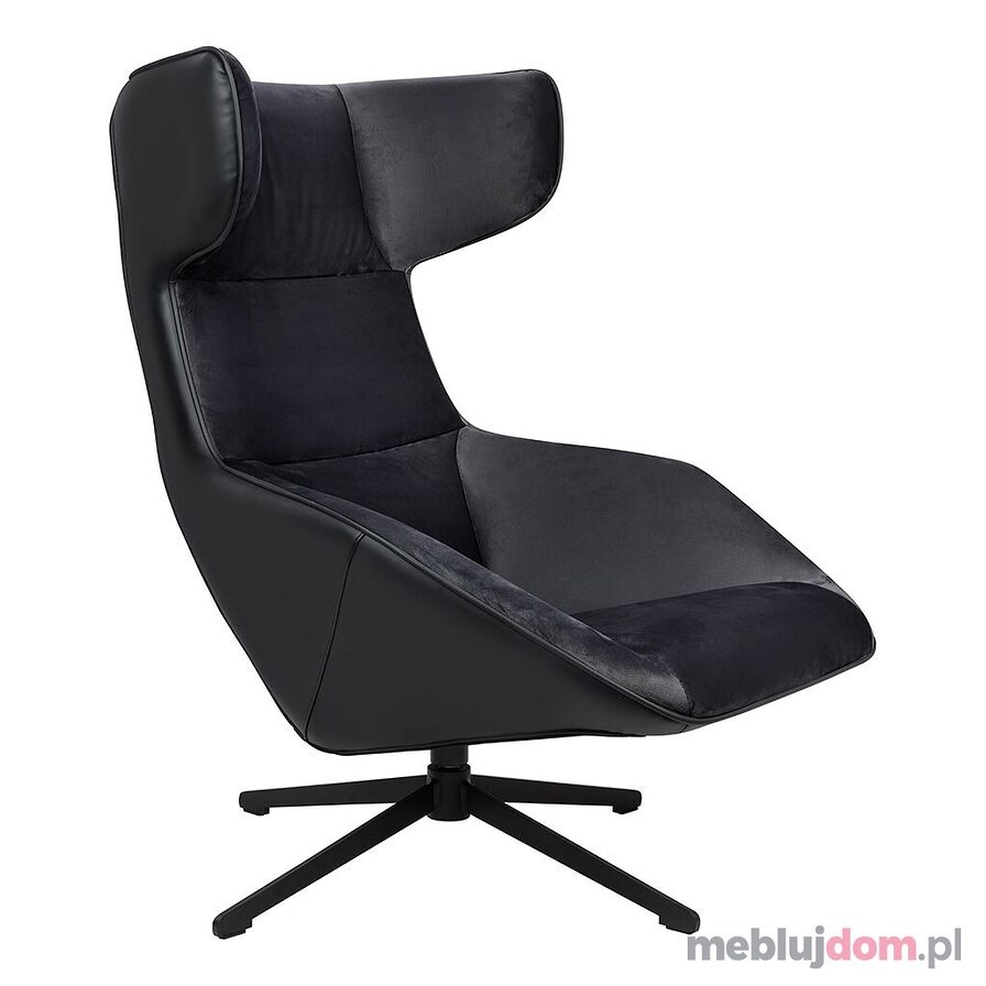 Fotel obrotowy VITA VELVET czarny ekoskóra + welur
