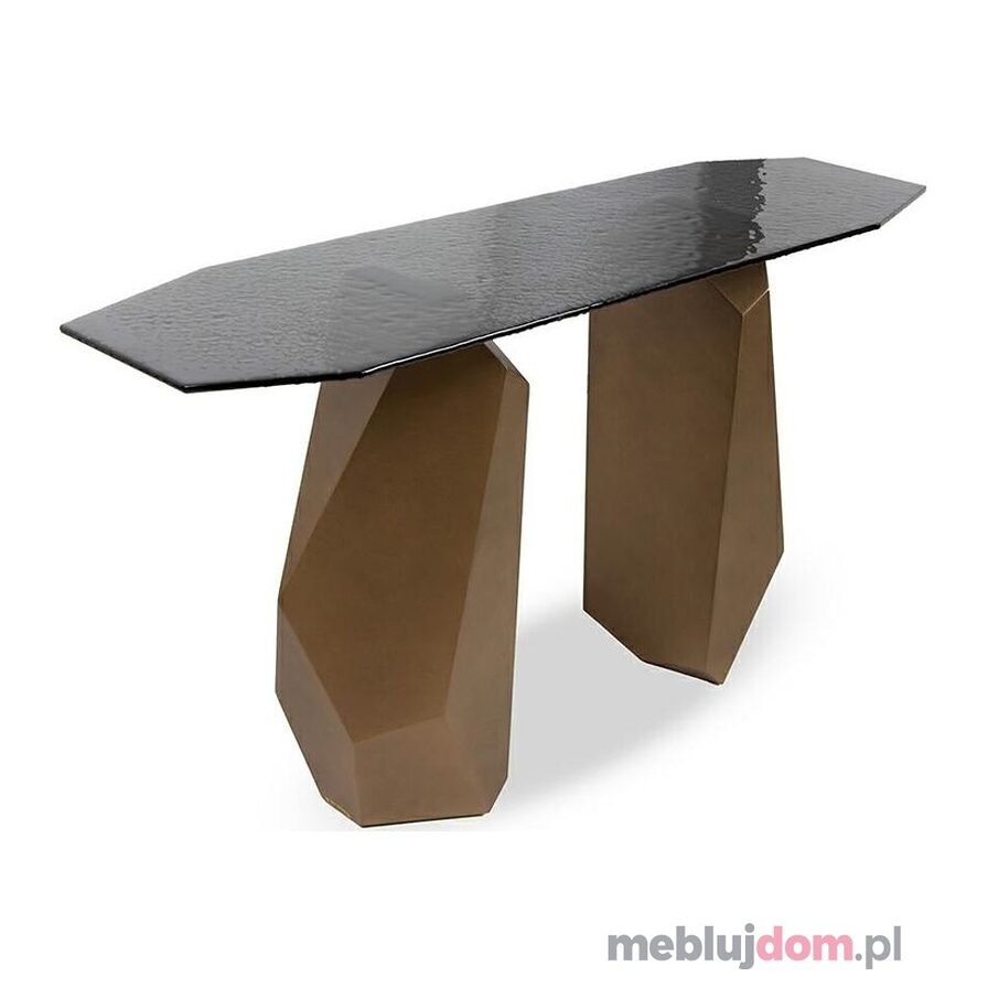 Konsola CELESTE 150 MaMaison czarny szklany blat + złota metalowa podstawa