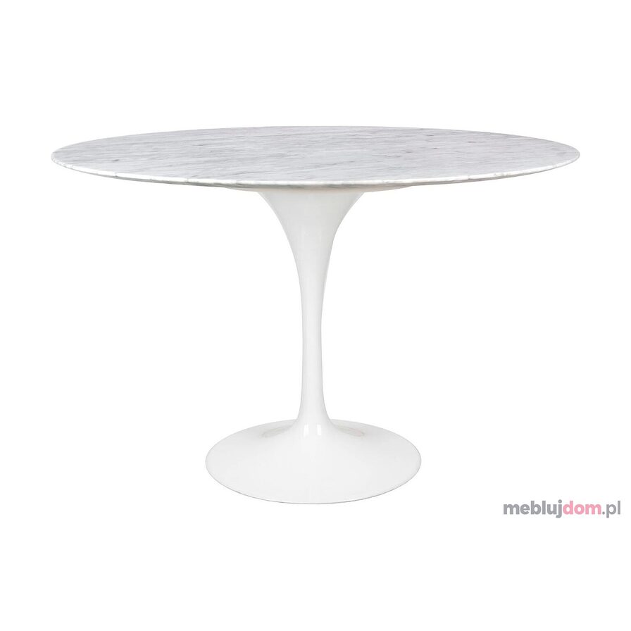 Stół TULIP MARBLE 120 CARRARA biały metalowy plus blat marmurowy biały