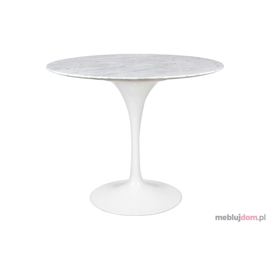 Stół TULIP MARBLE 90 CARRARA okrągły biały marmur + metal